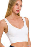 Stone Wash V-Neck Tank Top - Padded