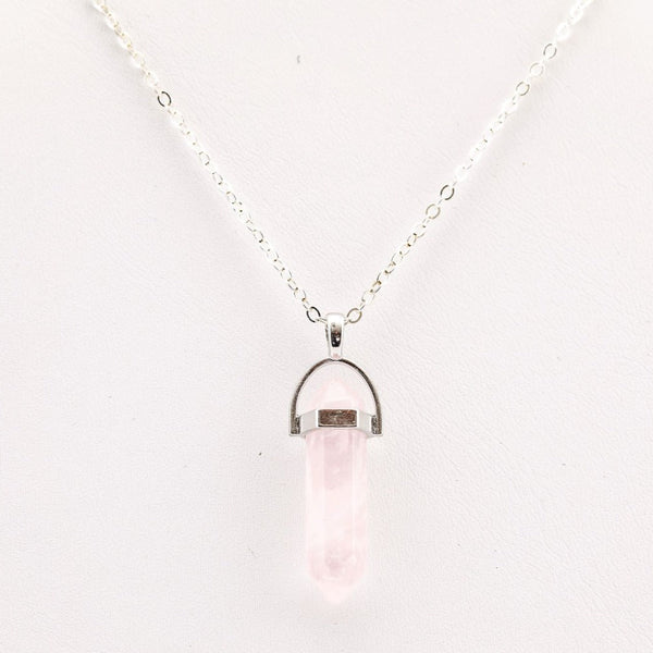 Rose Quartz Crystal Pendant Necklace