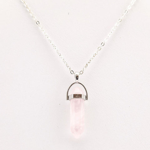 Rose Quartz Crystal Pendant Necklace