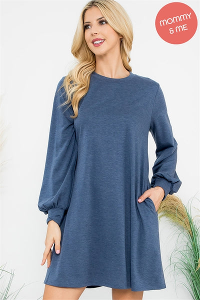 "Learn As You Go" Navy Long Sleeve Dress