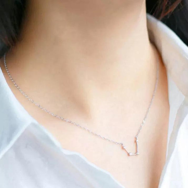 Sterling Silver Zodiac Constellation Necklace: Aquarius
