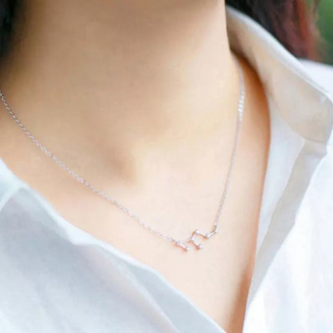 Sterling Silver Zodiac Constellation Necklace: Leo