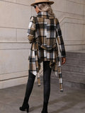 Plaid Asymmetrical Jacket / Tan