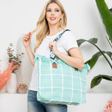 Fringe Checkered Tote Bag