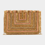 Boho Beaded Embellished Clutch Crossbody Bag - Coral