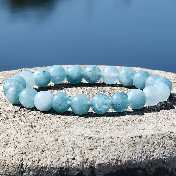 Aquamarine Semi-Precious Crystal Beaded Bracelet