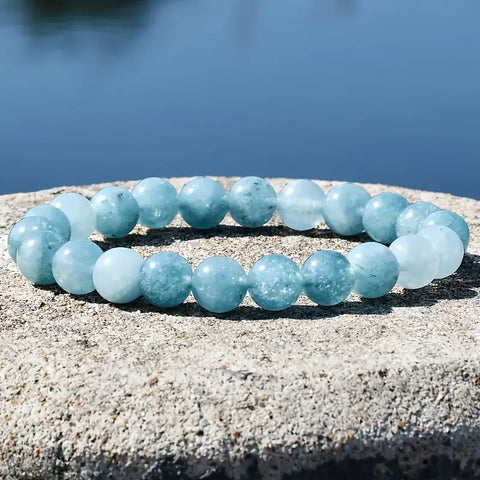 Aquamarine Semi-Precious Crystal Beaded Bracelet