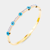 Evil Eye Hamsa Hand Rhinestone Bracelet