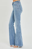 Risen Full Size High Rise Frayed Hem Flare Jeans - ONLINE ONLY