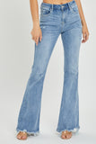 Risen Full Size High Rise Frayed Hem Flare Jeans - ONLINE ONLY