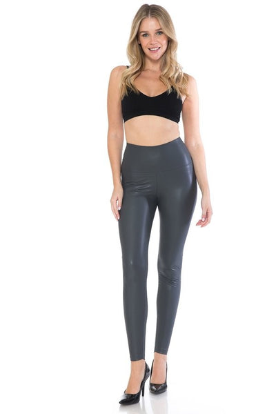 Grey Faux Leather Legging