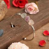 3 Small Crystal Wrapped Cuff Bracelet - Silver