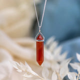 Wire Wrapped Carnelian Crystal Pendant Necklace