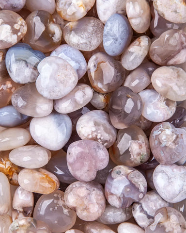 Flower Agate Crystal Heart