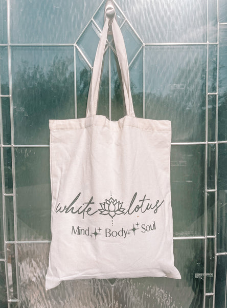 White Lotus Canvas Bag