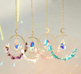 Crystal Moon Suncatcher W/Gemstone Chips