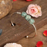 3 Small Crystal Wrapped Cuff Bracelet - Silver