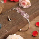 3 Small Crystal Wrapped Cuff Bracelet - Silver