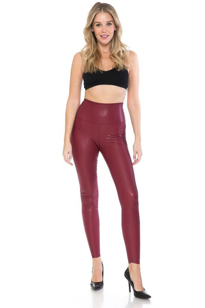 Wine Leather Legging