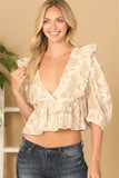 RUFFLE SLEEVE CROP