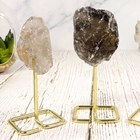 Small Smoky Quartz on Gold Metal Stand - Smoky Quartz Décor